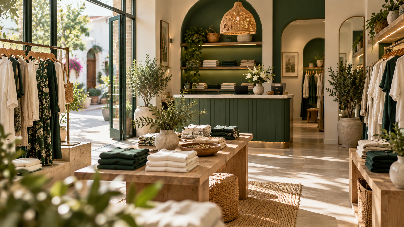 Fachada e interior de una boutique de ropa